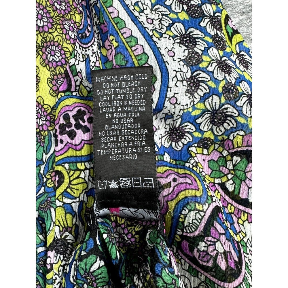 Susie Rose Women Top Multicolor Boat Neck Sheer Flutter Sleeve Size Small