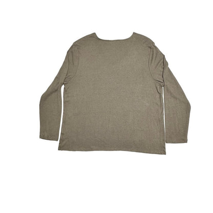 Ava Aviv Women Sweater Size 1X Beige Front Gathered Lace Trim NWT