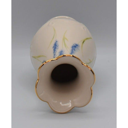Lenox Ceramic Bud Vase Cream Blue Gold Trim