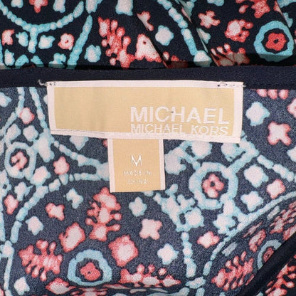 Michael Kors Ladies Blouse Sz M Multicolor Boat Neck Sleeveless solid knit trim