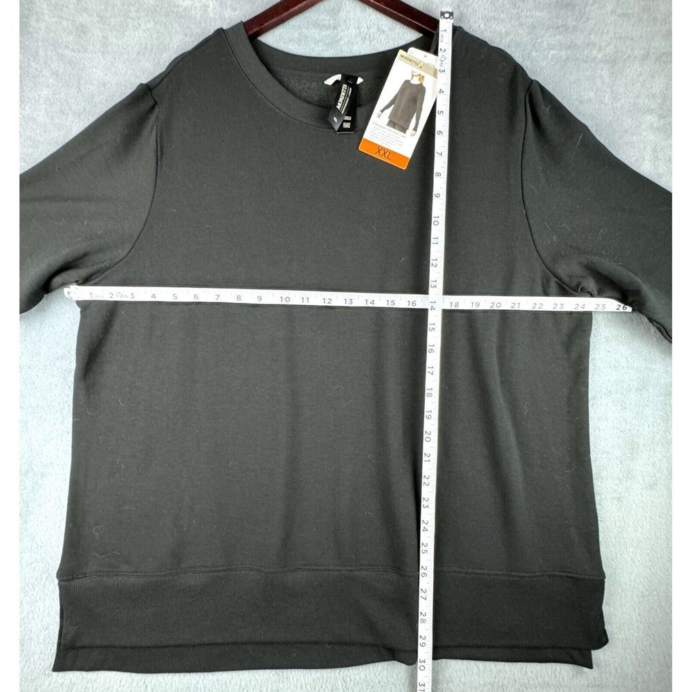 Mondetta Top Sz XXL Black Brushed Tunic Dropped Shoulder Long Sleeve Side Slits