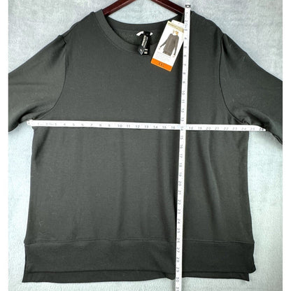 Mondetta Top Sz XXL Black Brushed Tunic Dropped Shoulder Long Sleeve Side Slits