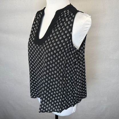 Anthropologie Maeve Women Tank Top Sz 8 Black White Circle Dots Viscose