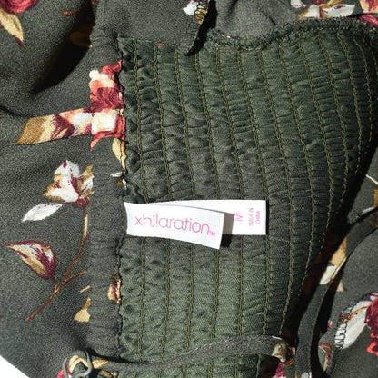 Xhilaration Sz M Green Floral Print Jumpsuit with wide leg short