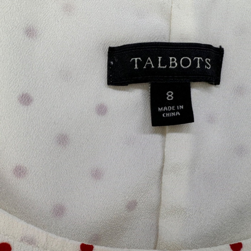 Talbots Ladies Top Sz 8 Sleeveless Cream and Red Polka Dots peplum side zipper
