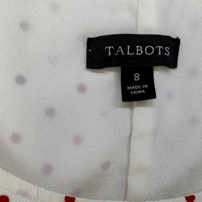 Talbots Ladies Top Sz 8 Sleeveless Cream and Red Polka Dots peplum side zipper