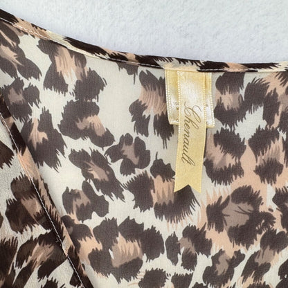 Chenault Ladies Silk Blouse Sz S 2-Piece Brown Beige Tan Solid brown Lining