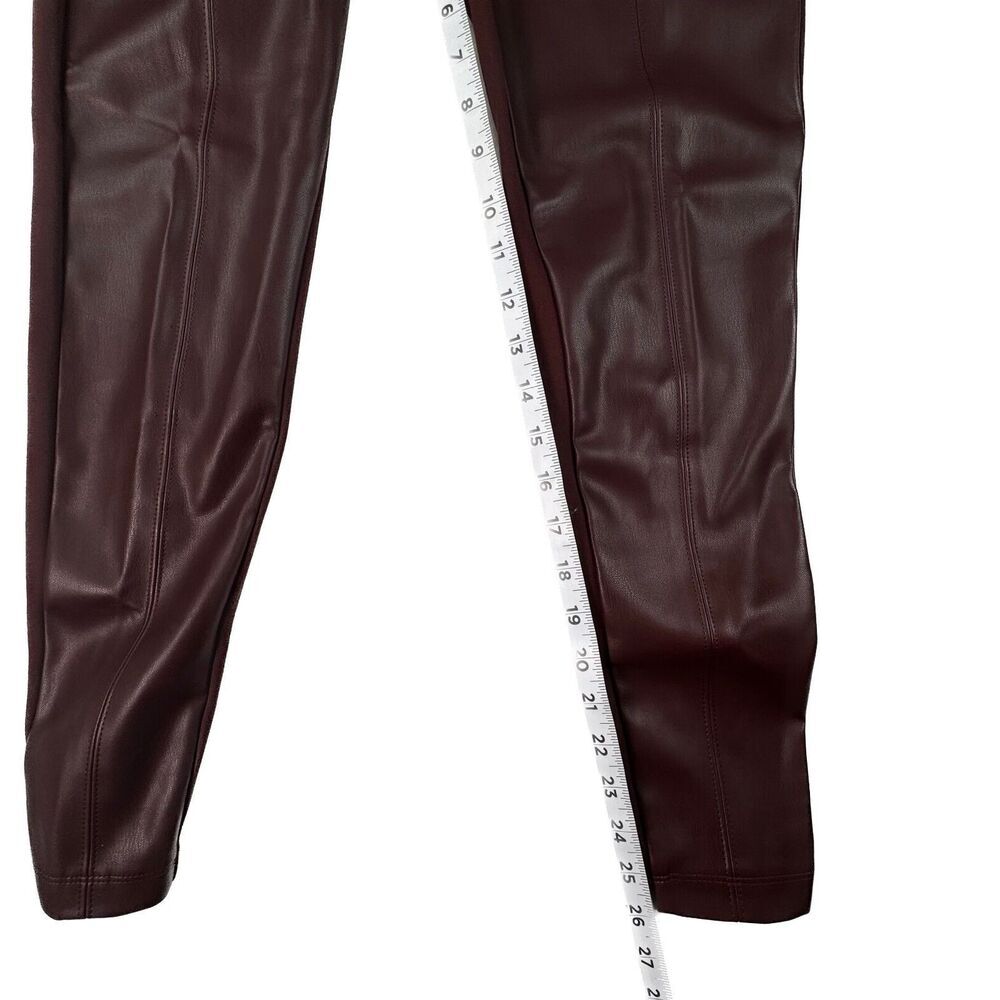 ANN TAYLOR Pant Sz 4 Burgundy Pant Front Panel Faux Leather Side zip