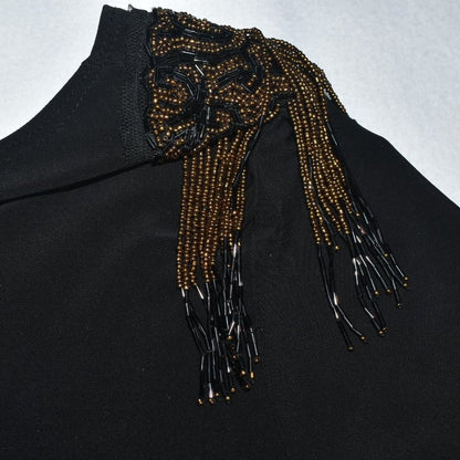 Dressbarn Black Sz 3X Evening Top Embellished Beaded Shoulders
