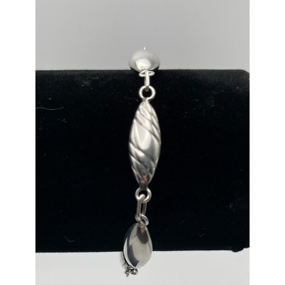 925 Sterling Silver Leaf Link Bracelet 7.5" 11.95g Peruvian Jewelry