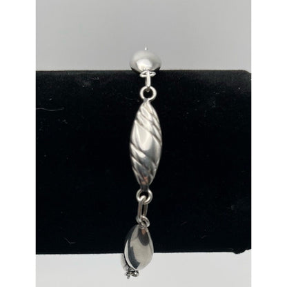 925 Sterling Silver Leaf Link Bracelet 7.5" 11.95g Peruvian Jewelry