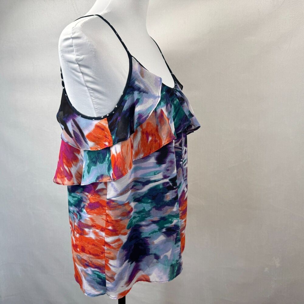Calvin Klein Top Sz S  Multicolor Sleeveless Spaghetti Strap Ruffle Neckline