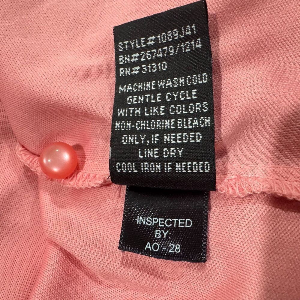 BCX Halter Top Sz S Round Neckline Zig Zag Print Coral Beige Pink Lined Button