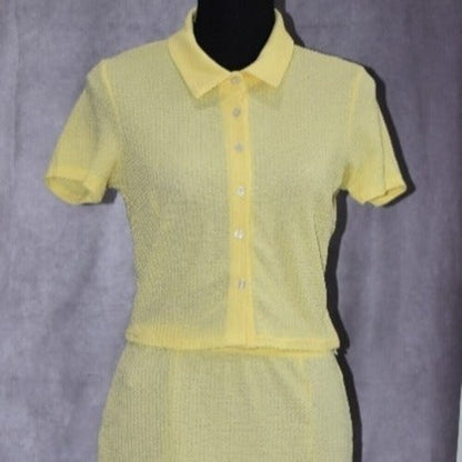 Ultra Flirt Two Piece Set Juniors Size M in Yellow Short Sleeves Button Down NWT