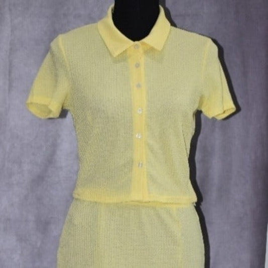 Ultra Flirt Two Piece Set Juniors Size M in Yellow Short Sleeves Button Down NWT
