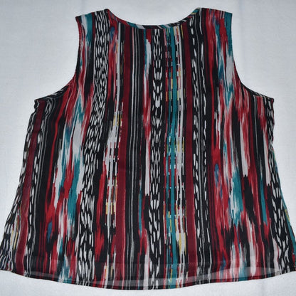 Christopher & Banks Top Sz XL Sleeveless Split Neckline Multi Color Abstract