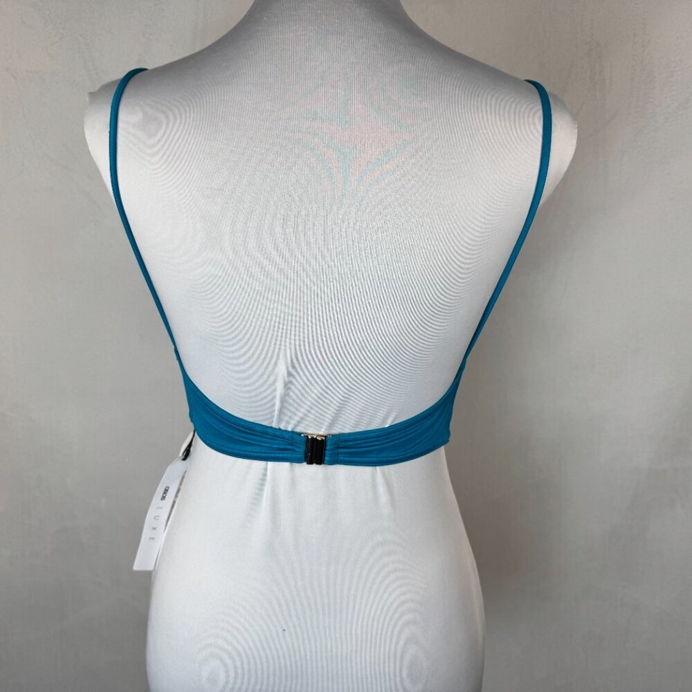 ASOS Luxe Women Sz 4 Turquoise Satin Bustier Cowl Neck Spaghetti Straps