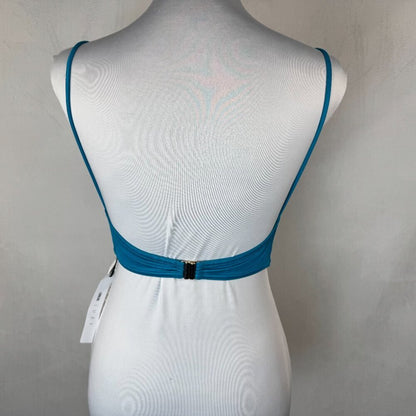 ASOS Luxe Women Sz 4 Turquoise Satin Bustier Cowl Neck Spaghetti Straps
