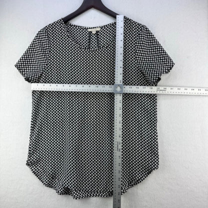 Pleione Top Women Sz XS Black polka dot pleated back