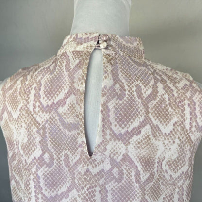 White House Black Market Top Sz 4 Pink Faux Wrap Front Tie V-Neck Elastic Waist
