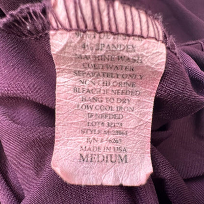 Jason Maxwell Blouse Sz M Purple Surplice Round Neck Short Sleeve Decor Buckle
