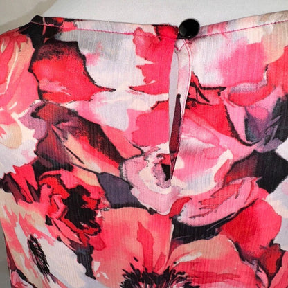 Kasper Top Sz PL Silky Satin Floral Blouse Scoop neck Sleeveless