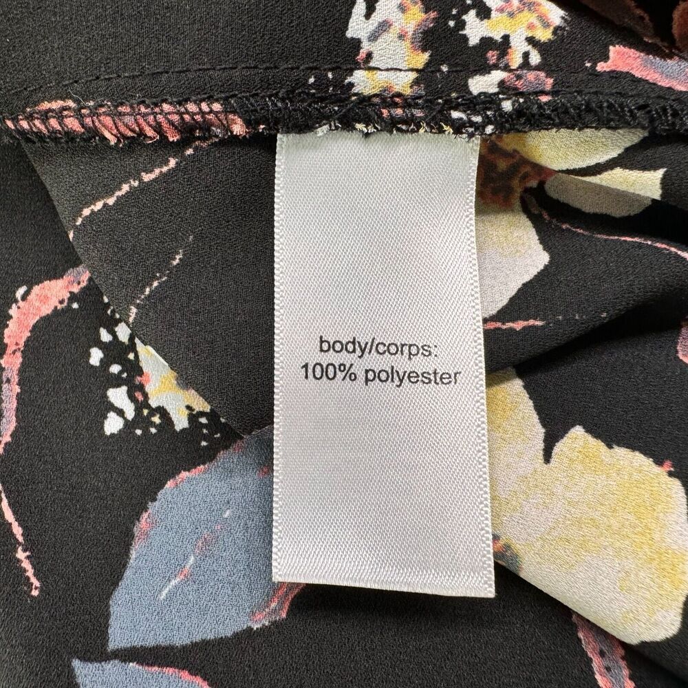 Maurices Floral Tank Sz S Black Peach Yellow Ruffled neck spaghetti straps
