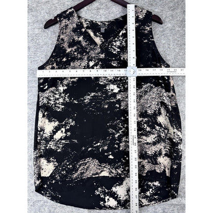 T Tahari Top Sz S Black Top with Marbled Print Sleeveless V-neck