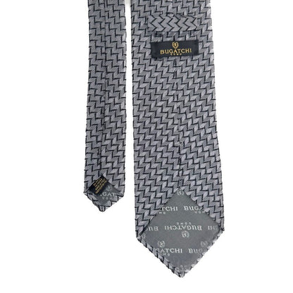 Bugatchi Uomo Tie Necktie Gray Black Luxury 100% Silk Made In Italy 58"x3.5"