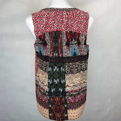 Anthropologie One September Tank Top Sz S Tamarosa Accordion Back Split Neck
