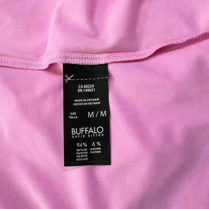 Buffalo David Bitton Blouse Sz M V-Neck Short Sleeve Pink stand up collar