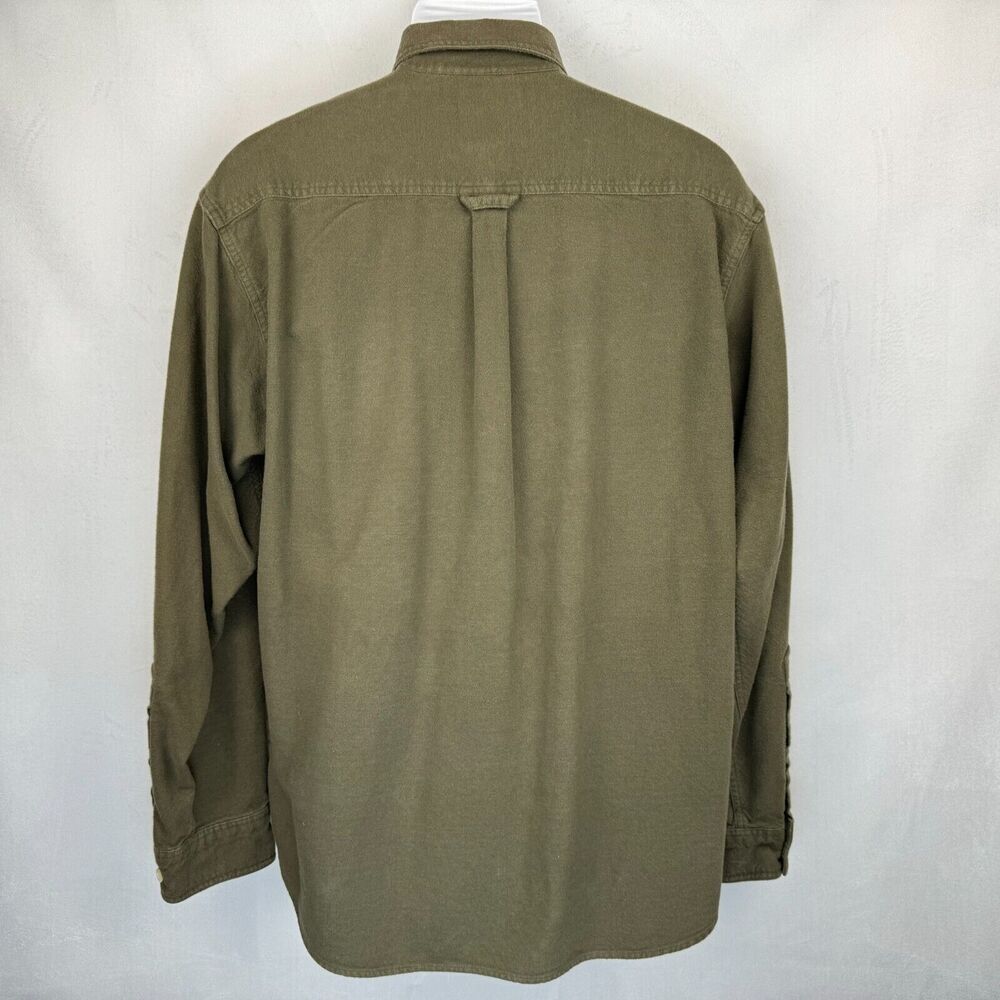 Columbia Shirt Men Sz M Green Flannel Button Up Pocket Long Sleeve Heavy Weight