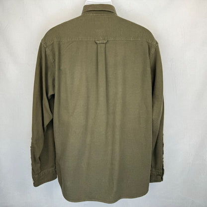 Columbia Shirt Men Sz M Green Flannel Button Up Pocket Long Sleeve Heavy Weight
