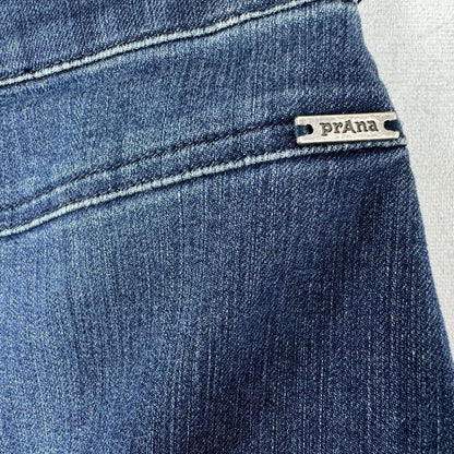 Prana Women Blue Denim Stretch Skirt Sz 2 Side Zip Closure two front pockets