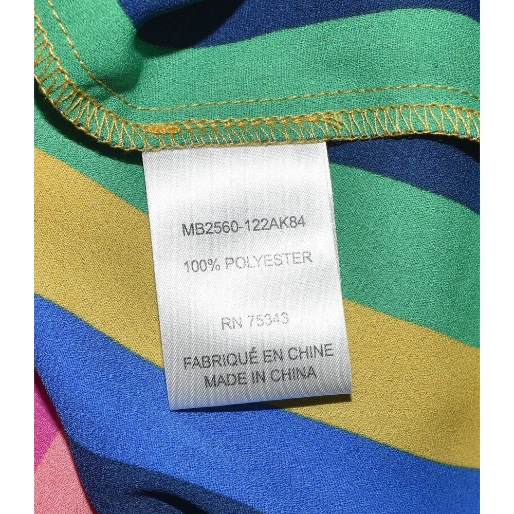 Cynthia Rowley Top Sz S Round Neck Sleeveless Stripe Rainbow Colors