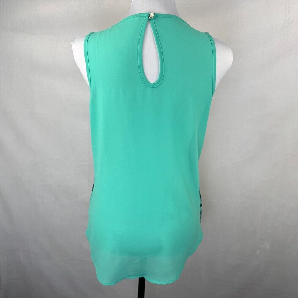Voice Of California Top Sz S Knit Green Geometric Sequined Sleeveless