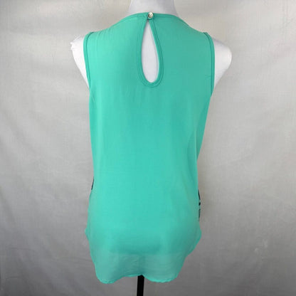 Voice Of California Top Sz S Knit Green Geometric Sequined Sleeveless