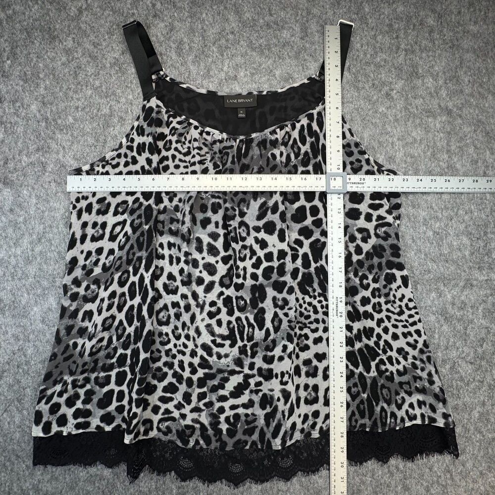Lane Bryant Tank Top Sz 26 Leopard Print Lace Layered Flowy Scoop Neck