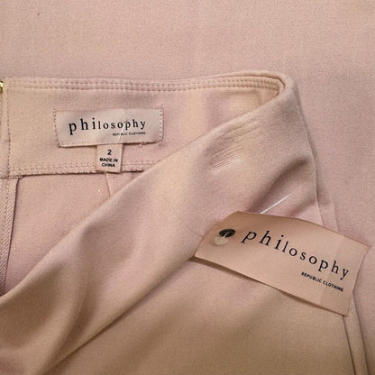 Philosophy Ladies Pencil Skirt Sz 2 Mid Length Dusty Pink Stretch