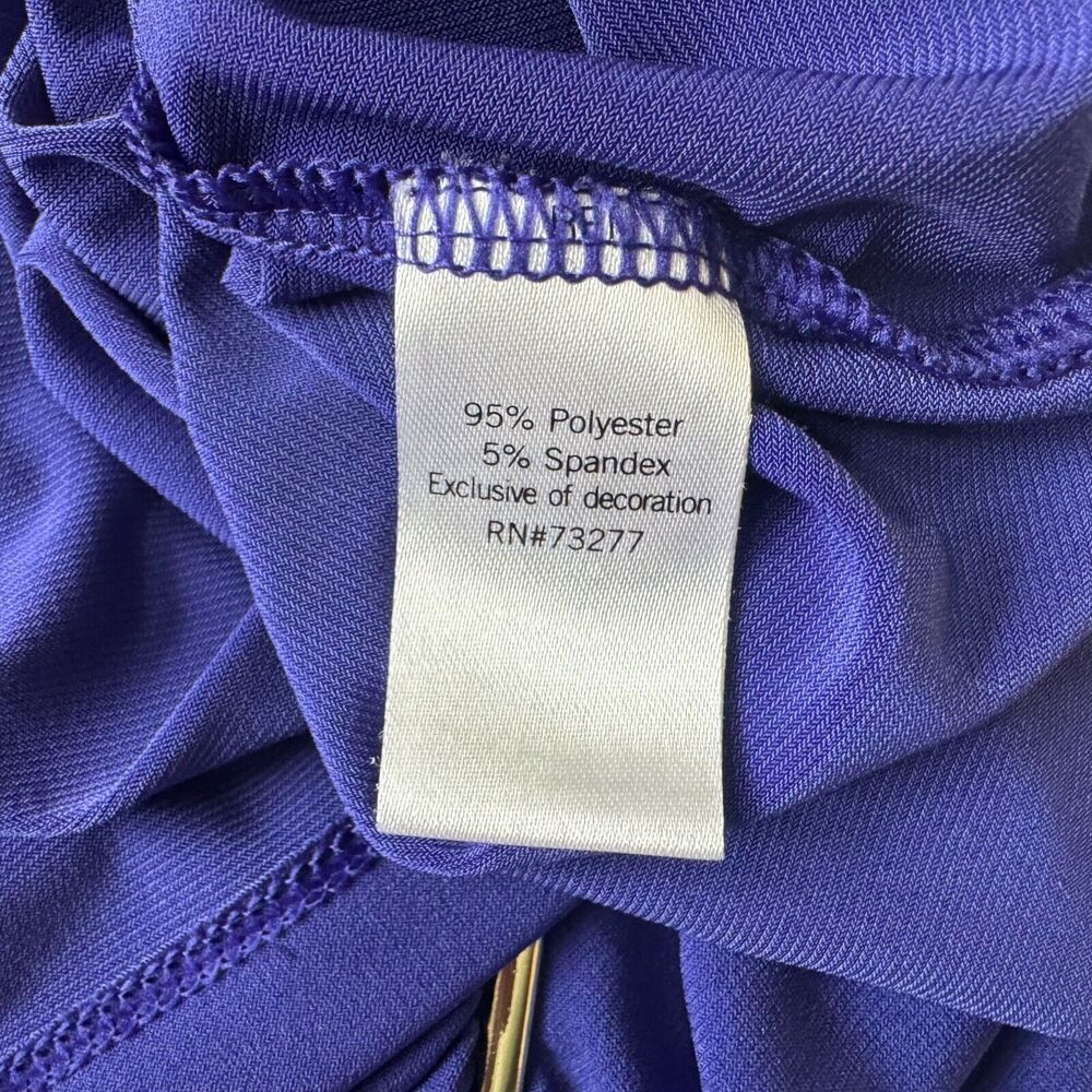 Dana Buchman Sz L Blue Stretch Top Sleeveless Asymmetrical Neckline Metal
