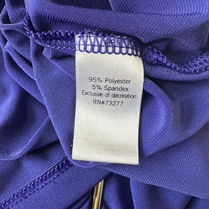 Dana Buchman Sz L Blue Stretch Top Sleeveless Asymmetrical Neckline Metal