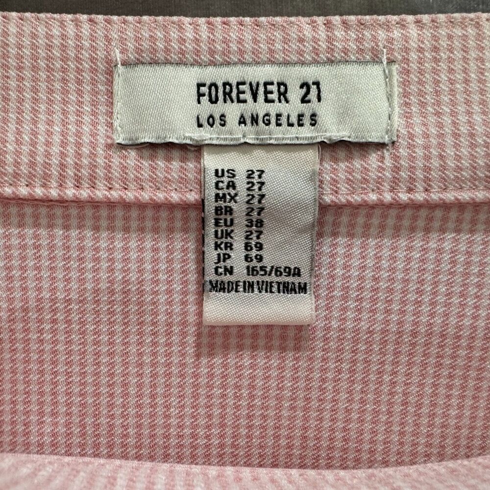 Forever 21 Mini Skirt Size 27 Mini Plaid Pink and White side zipper and button