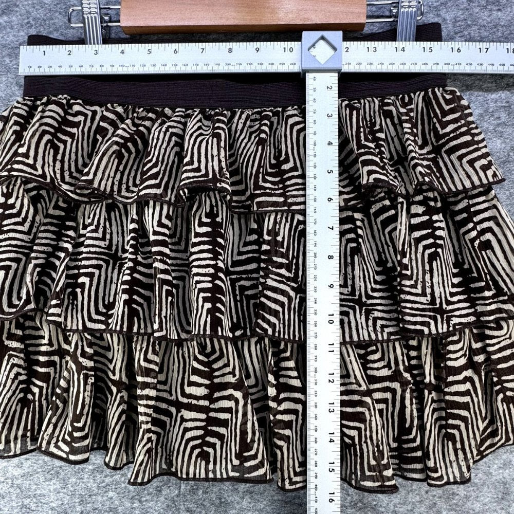 Heart Soul Juniors Layered Ruffled Geometric Skirt Brown Beige Size XL