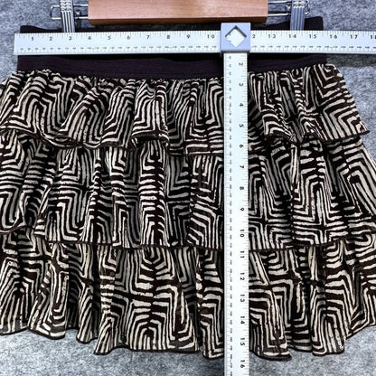 Heart Soul Juniors Layered Ruffled Geometric Skirt Brown Beige Size XL