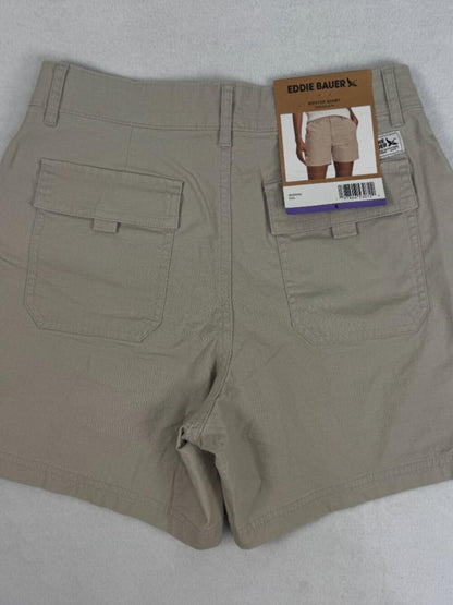 NWT Eddie Bauer Women's Ripstop Shorts Size 4 Beige Outdoor Hiking Travel B2246