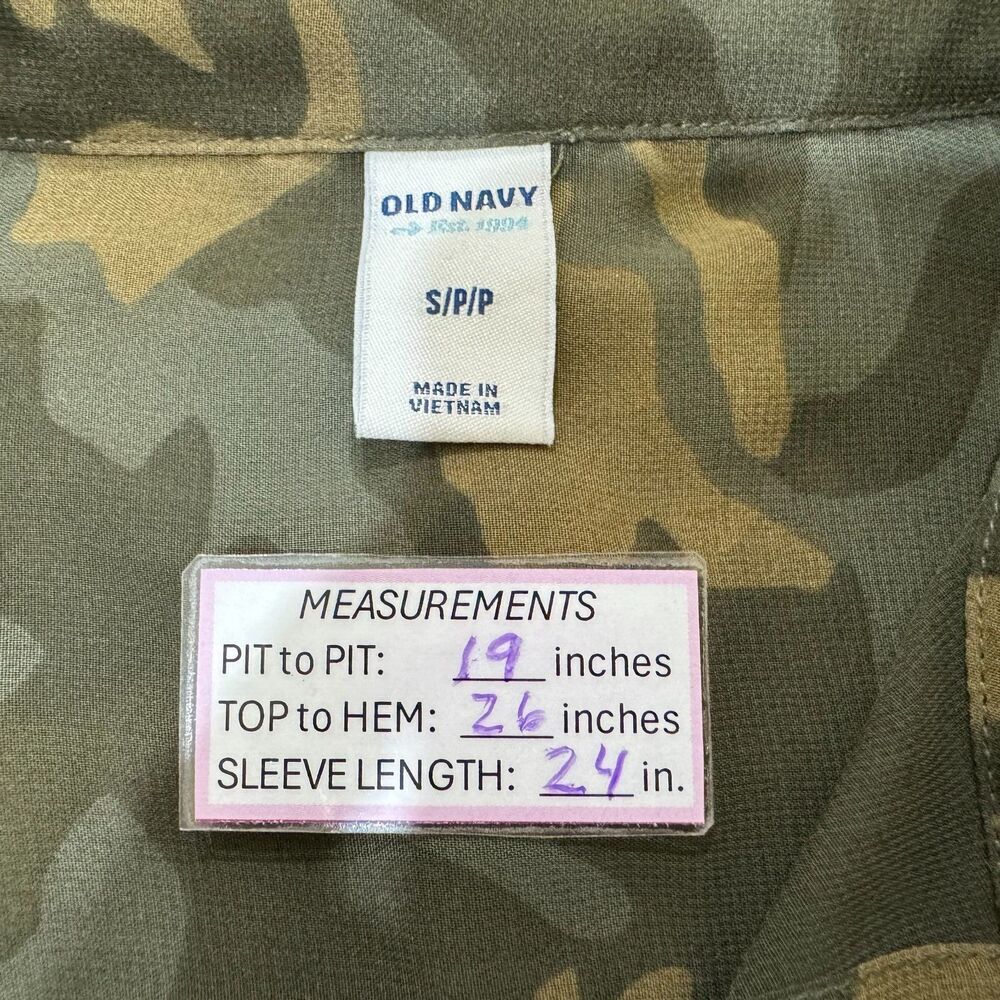 Old Navy Women Shirt Sz S Sheer Camouflage Long Sleeve Button Down