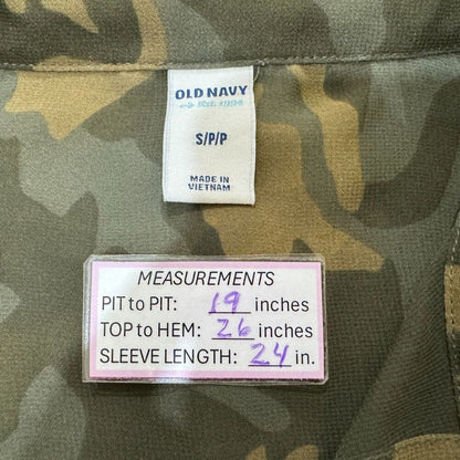 Old Navy Women Shirt Sz S Sheer Camouflage Long Sleeve Button Down