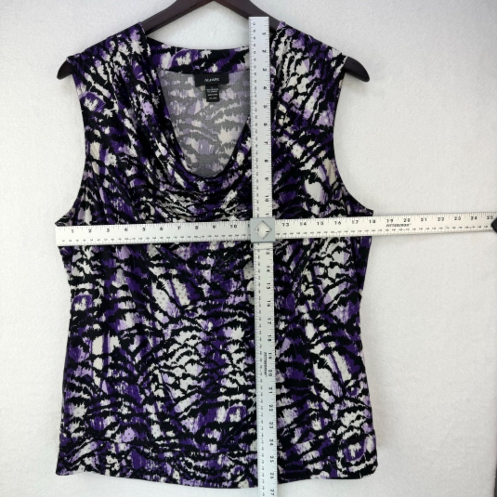 Alfani Women Blouse Sz L Tank top cowl neck embellished Purple Black White