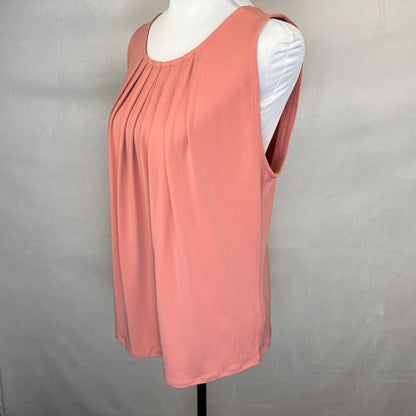 Zenana Silky & Soft Top Sz L Pleated Scoop Neck Sleeveless Top L