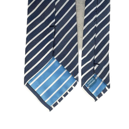 Haines & Bonner of London Men's Silk Necktie Blue and White Diagonal Stripe